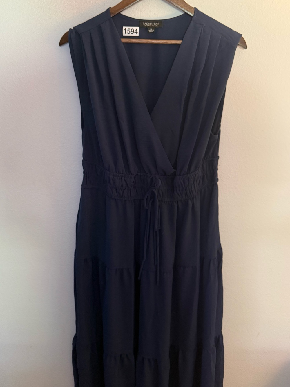 Rachel Zoe Deep Navy Sleeveless V-Neck Tiered Maxi Dress
